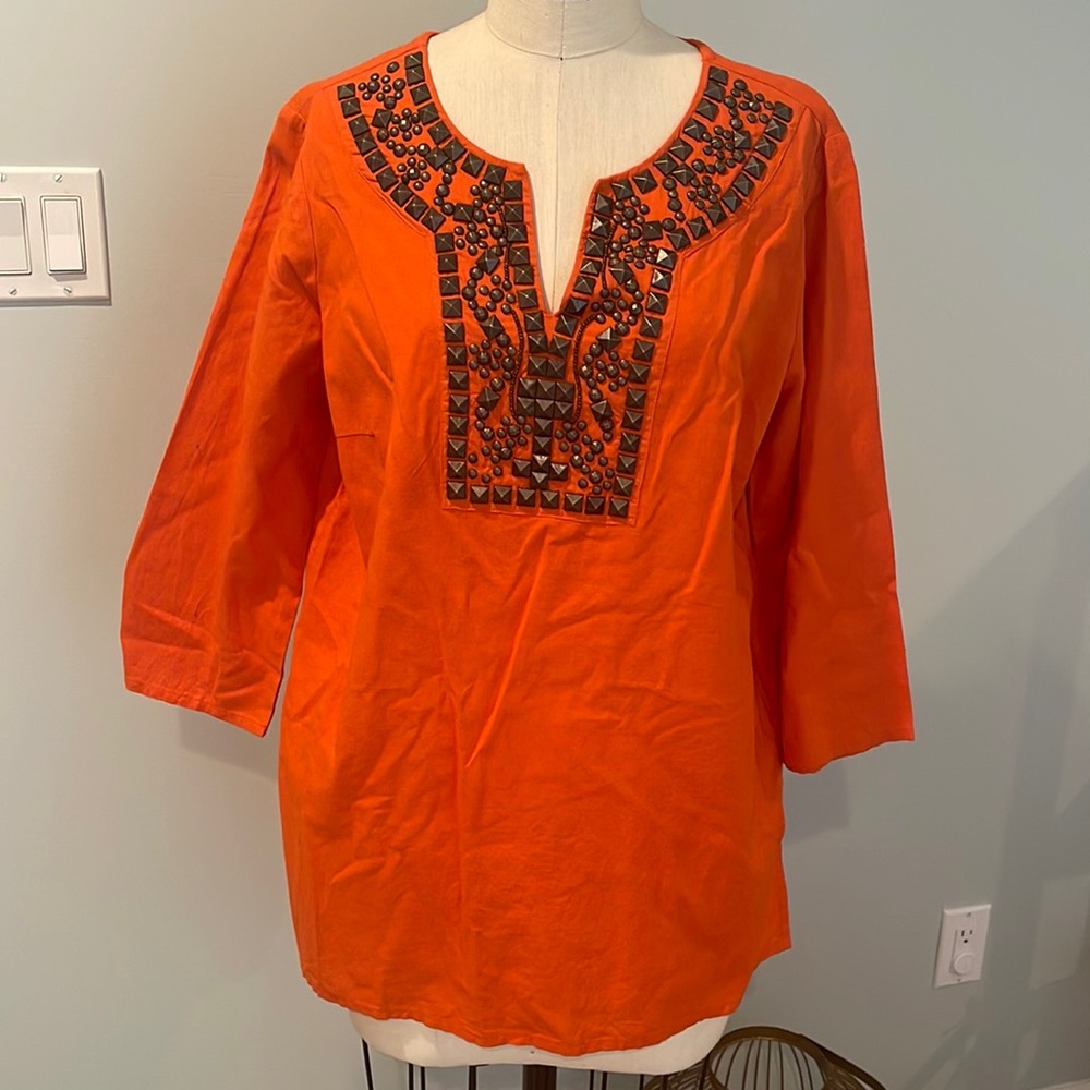 Women’s Michael Kors orange studded 3/4 sleeve NWT size M
